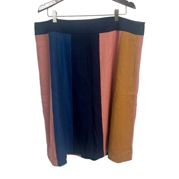 Boden Wool Blend Midi Striped Color Block Skirt - Picture 4 of 7